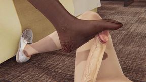 Captivating 3D Hentai Femdom Blonde with Blue Eyes Offers Footjob and Facesitting Fun