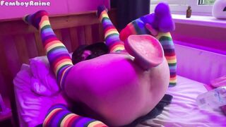 Size Goddess Femboy Raine opened up by IMMENSE FUCKTOYS!