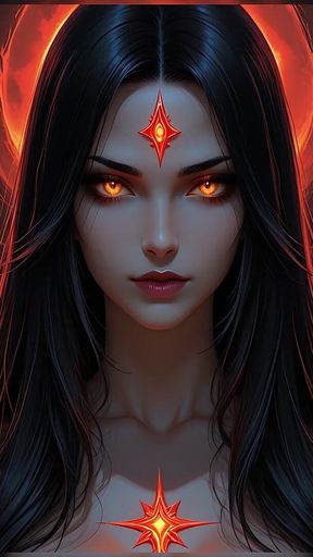 Shadow Assassin Warrior Woman with Jet Black Hair and Amber Eyes Dark Fantasy Portrait Ai Art Slideshow
