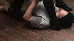 Femdome Slave Kiss Feet In Black Kneesocks With Kiss Black, Slave Feet And Feet Slave