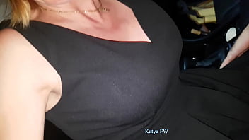BS 20190607 012359 FV Katya in black dress is peeing and than sitting on human cushion toilet and demand him to clean her wet pussy