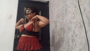 Exotic dancer warms up with open pussy and moans