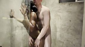sara black takes a shower with a white man