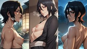 Brunette Rukia Kuchiki gets anal and lesbian action in anime hentai