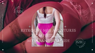 Juju labretonne rides a dildo, jerks off and squirts hard!