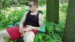 Young Horny Guy Jerks His Thick Hard Cock Outdoors