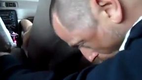 Old-Young Blowjob in a Taxi