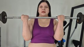 Weightlifting bicep curl sweating