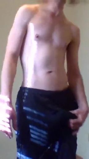 Mtf Topless Aroused in Track Pants; Armpit Sniffing and Nipple Teasing
