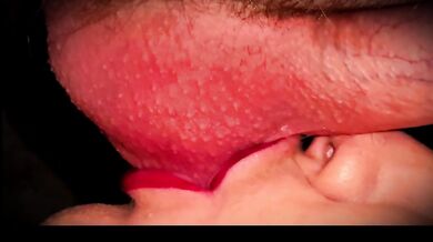 CLOSE UP: licking and sucking balls, cumming in a stranger's mouth
