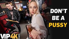 Blonde beauty fucks stranger's cock in public bar