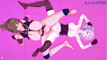 Futanari Goddesses clash in intense lesbian battle