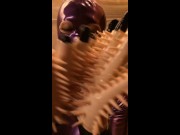 lotion massage with latex doll