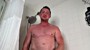 Hunky solo teasing himself in bath