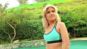 aubrey addams gives mike hunt blowjob and ball licking for facial