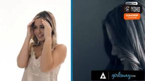 Asian babe gives a steamy interview before sex