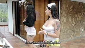 Amigas cachondas aprovechan del paisaje para tener un buen sexo oral PARTE 1