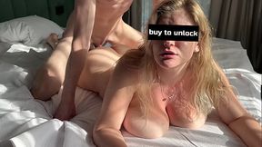 Busty blonde gets hard and beautiful fuck in hotel room