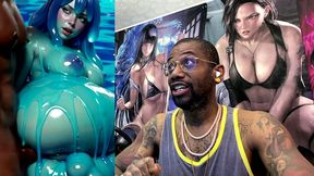ebony transgender anal fucks a big breast trans slime girl, ai generated