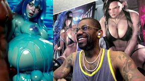 ebony transgender anal fucks a big breast trans slime girl, ai generated