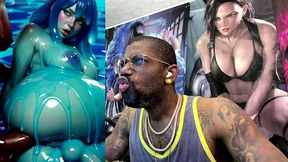 ebony transgender anal fucks a big breast trans slime girl, ai generated
