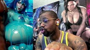 ebony transgender anal fucks a big breast trans slime girl, ai generated