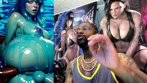 ebony transgender anal fucks a big breast trans slime girl, ai generated