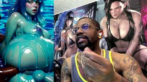ebony transgender anal fucks a big breast trans slime girl, ai generated
