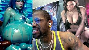 ebony transgender anal fucks a big breast trans slime girl, ai generated