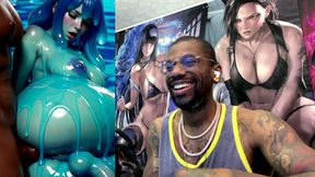ebony transgender anal fucks a big breast trans slime girl, ai generated