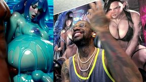 ebony transgender anal fucks a big breast trans slime girl, ai generated