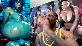 ebony transgender anal fucks a big breast trans slime girl, ai generated