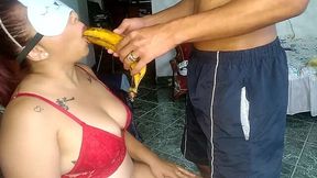 Blindfolded Latina's Skilled Mouth and Gorgeous Face Get a Delicious Load