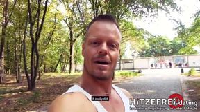 Random Guy Fucks Milf in Public Park - POV Outdoor Encounter