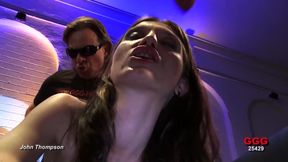 Brunette Slut Gets Gangbanged and Face Covered in Cum