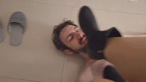 Tongue Clean My New Boots - Dominant Thai Mistress uses and humiliates foreigner male foot slave
