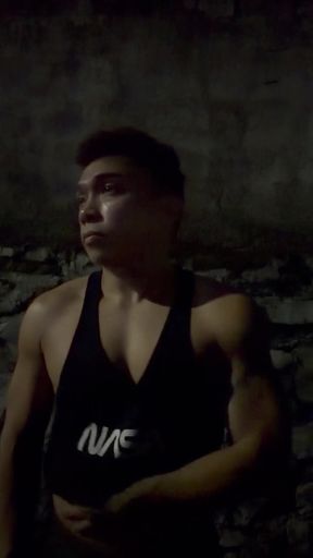 Muscular Pinoy Twink Strokes His Hard Cock in Parked Car on Dark Manila Streets