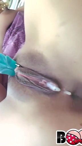 Huge Tit Blonde Michelle Honey Plunges Vibrator by the Pool