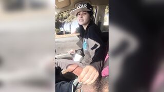 dyke offer friend hand job into vehicle