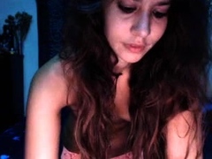 Brunette solo darling masturbating at home