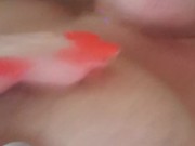 Natasha sucks her own tits while masturbating