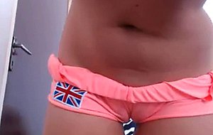 Cameltoe chick on webcam show