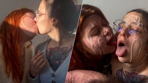 MILF GF gives cum facial in deepthroat BJ