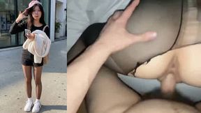 Korean Cutie WooHyun 21yo Black Pantyhose Doggy Fuck