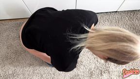 Hot MILF has multiple orgams during tug job, blowjob, and facial