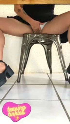 Desperately holding piss until I piss in my panties under my desk