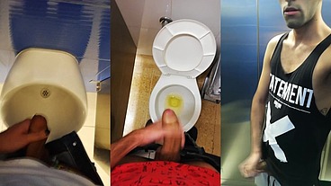 Jerking Off My Big Uncut Cock In Different Public Bathrooms Until I Cum