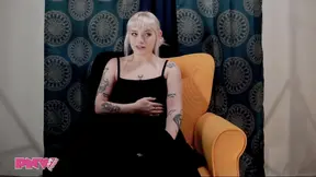 Dirty blonde Naomi Nash plays with herself after a steamy interview