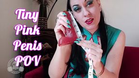 Tiny Pink Penis - Lady Bellatrix in latex SPH Femdom pov