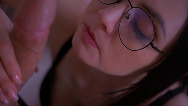 Dissolute lady sucks her guy's and gets cum in mouth.